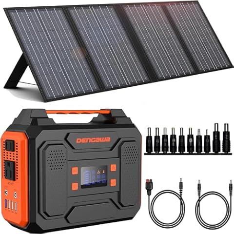 Portable Solar Generator, 250W Portable Power Station with Foldable 60W Solar Panel,Portable Power Bank with AC Outlet for Power Bank, iPhone, iPad, Samsung and Outdoor Camping Cover