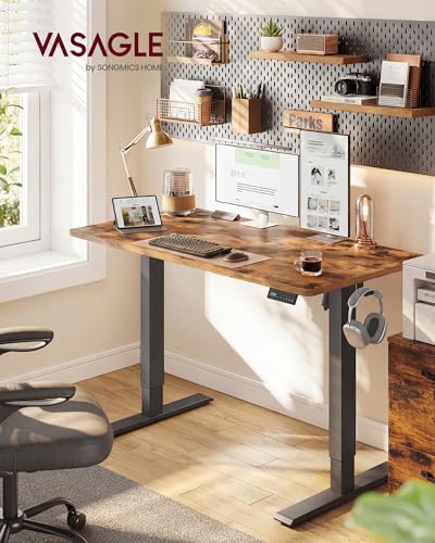 VASAGLE Escritorio Eléctrico Ajustable en Altura, Escritorio para Ordenador, Recordatorio de Sedentarismo, Función de Memoria con 4 Alturas, para Oficina, 120 x 60 cm, Marrón Rústico LSD312KD03 - imagen 2