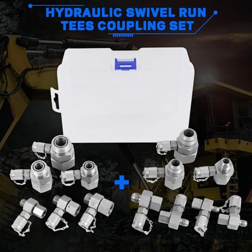 Image of Hydraulic Swivel Run Tees Set JIC37 ORFS Tester Tee Couplings ORFS Series 6-Pack & JIC37 Series 7-Pack for Excavator Construction Machinery Hydraulic System hydraulic fittings