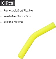 Vista 3 de uxcell 8 puntas de popote de silicona, punta de codos de paja de silicona, fundas de paja de metal suaves y reutilizables para popotes de acero