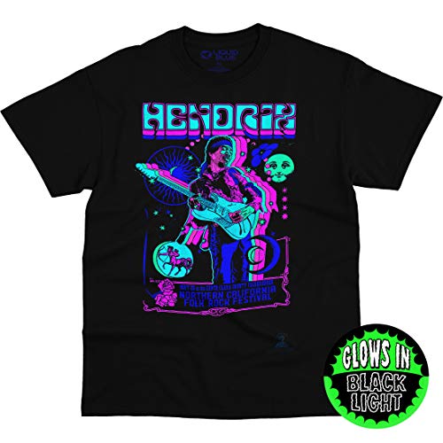 Liquid Blue Unisex-Adult Standard Jimi Hendrix Guitar Blacklight T-Shirt2