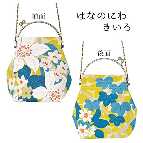 inokichi Benley Gamaguchi bag 2-Way Type Shoulder Bag Yukata Bag Japanese Pattern, Japanese Modern Kimono Bag , Flower garden, Hananoniwa - purple,3