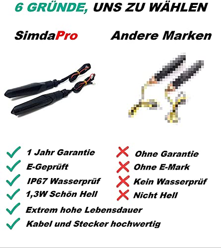 Lauflicht-Blinker Simda Pro LED Motorradblinker E Mark mit Relais