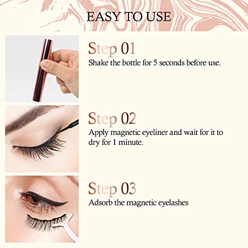 Aroamas Magnetic Eyeliner and Magnetic Eyelash Kit, [7 Pairs]No Glue Reusable Silk False Lashes, Easier To Use Than Traditional Magnetic Eyelashes - Thumbnail 4