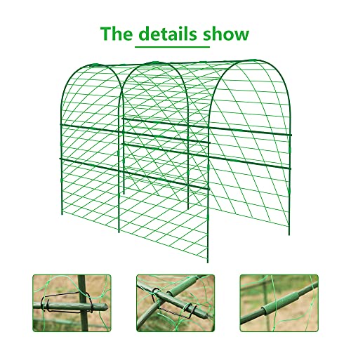 Codree Garden Cucumber Trellis For Plant Climbing -47X 47 Inch Metal Arch Melon Trellis For Raised Bed -Foldable Garden Tunnel Trellis With Climbing Net Clips For Growing Vine Vegetable #TOP5