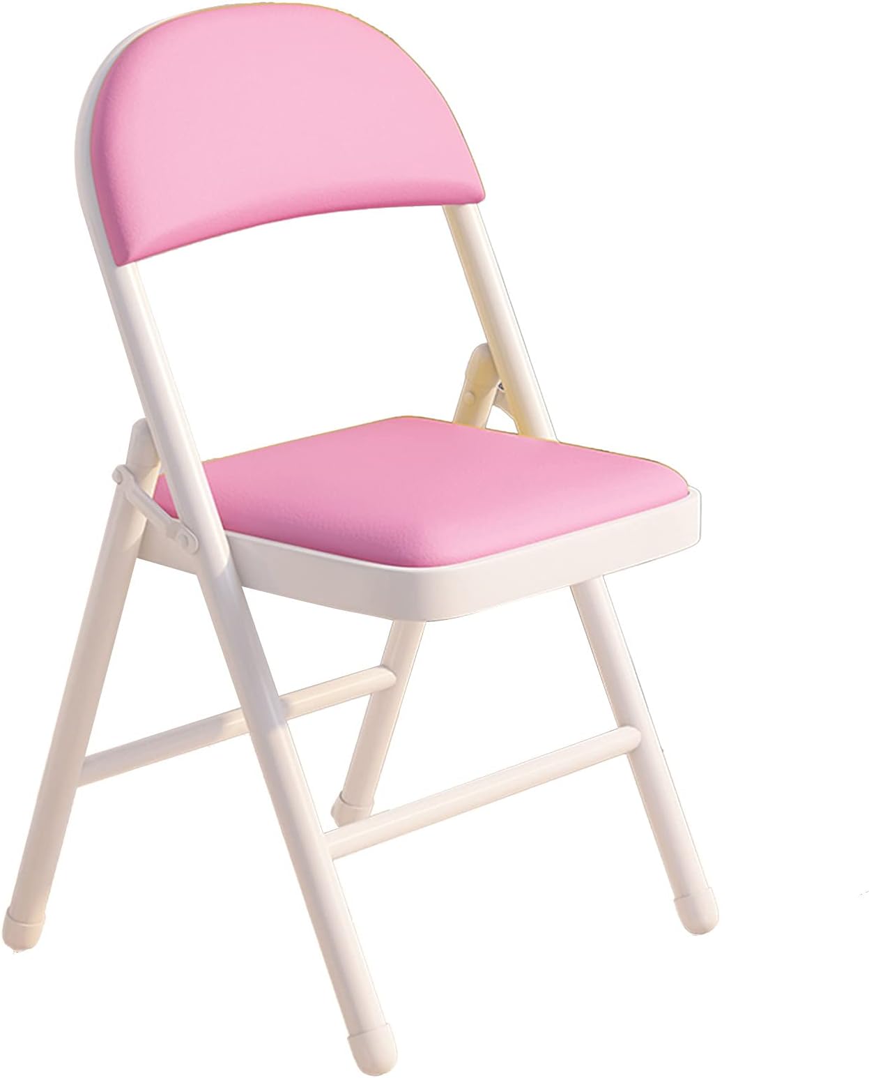 Folding Chair, Home Dining Chair Metal Office Chair Training Chair White Conference Room Chair Student Dormitory Backrest Chair Reading Chair Furniture,Pink