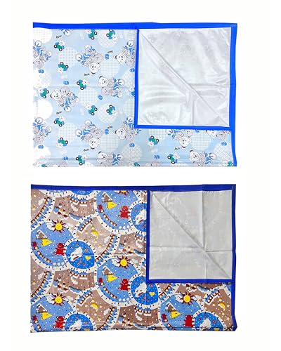 Image of EcoSoft Plastic Sheet,PVC Sheet for Kids,Rubber Sheet for Babies,Bed Wetting Protector(90 x 135 cm) (Blue Bear & Blue Cow)