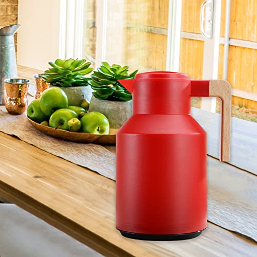 Wemay Jarra térmica de café 1 l com parede dupla jarra térmica com cabo de madeira chaleira de água