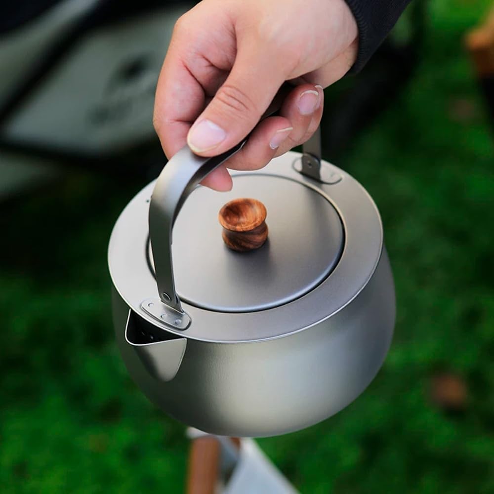 Pure Titanium Kettle with Folding Handle & Filter Ultralight Teapot Outdoor Camping Coffee Pot for Boiling Water Coffee Tea(Small)