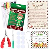 LEIFIDE 17 Pcs Christmas Bendable Elf Upgraded Kit Complete Sewing DIY Elf Accessories Including Seam Ripper Sewing Box Set White Hook and Loop Fastener Bendable Wire Cards Wire Cutter