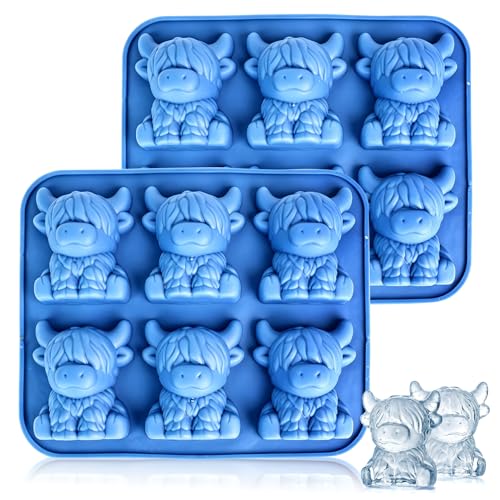 Mitibet 2 Pack Blue Highland Cow Ice Cube Tray