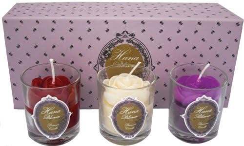3 Handmade fairtrade scented rose votive beeswax candle gift box set