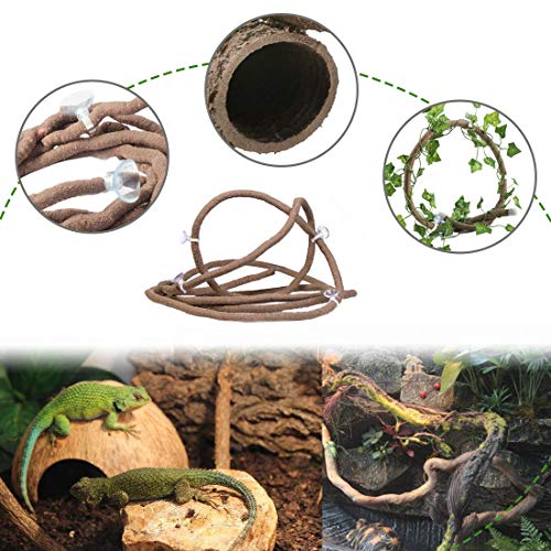 PINVNBY Bearded Dragon Tank Accessories,Lizard Habitat Hammock Reptile Natural Coconut Shell Cave Jungle Climber… - Image 5