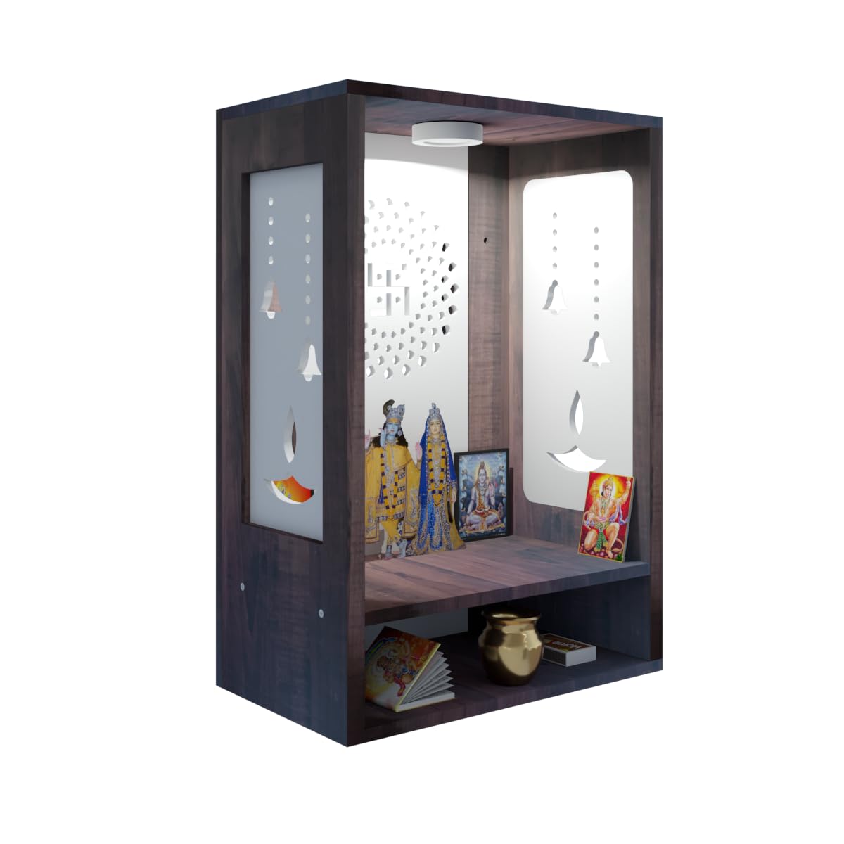 Invenzo - The Innovative Furniture Pavitra Pooja Mandir for Home&Office, Wall Mounted Engineered Wood Temple with Wpc Jalli Design&Led Spot Light, Size-H20.5 X L14.17 X W8.3 Inch (B0D1RBYPF4) Amazon Price History, Amazon Price Tracker