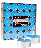 Artisoul 50 Teelichter 4 Stunden, Unbeduftete Paraffin Teelichter, Sauber Brennende Kerzen für Hochzeit, Weihnachten Männerparty Baby Shower Junge Geburtstag Gastronomie & Zuhause Deko, Blau