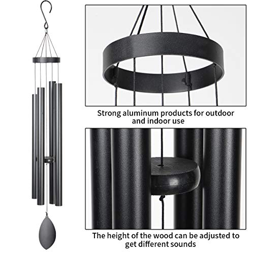 Epartswide Large Wind Chimes Outside Deep Tone,44" Memorial Wind Chimes Outdoor with 4 Heavy Tubes Soothing Melody Wind Chimes Large Sympathy Gift for Mom Patio Hanging Decor(Black) - Thumbnail 6
