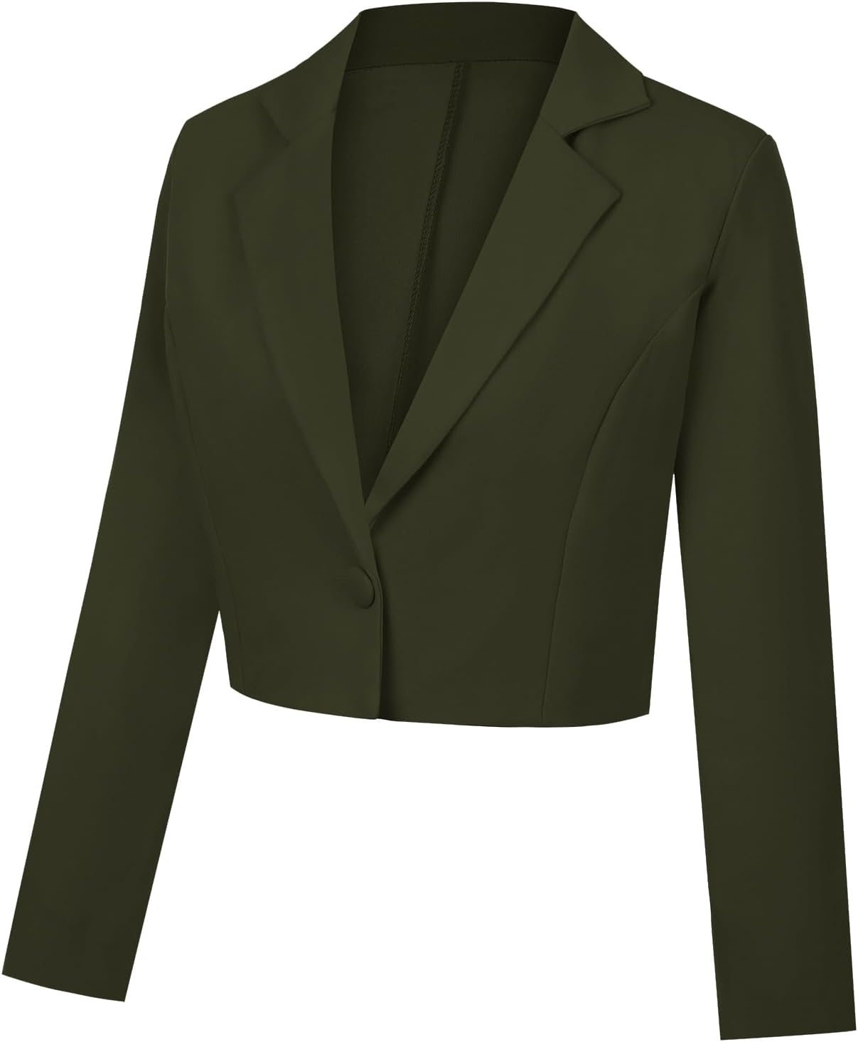 Cropped Blazer for Women Long Sleeve Notch Lapel Button Front Blazers Casual Work Office Cardigan Suit Jacket - Image 2