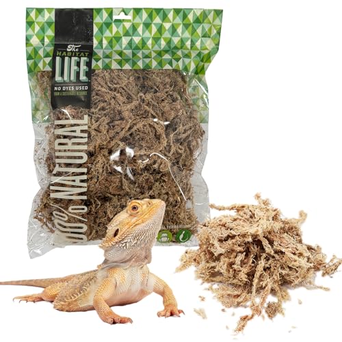 Quality Growers The Habitat Life - Natural Sphagnum Moss - for Reptiles, Amphibians & Invertebrates Terrariums - Humidity Control - Ideal for Burrowing & Nesting - Dye-Free & Safe - Medium - 1 Pack