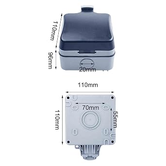 Outdoor Socket Box Waterproof Single Socket IP66 13A | Durable waterproof socket with polycarbonate cover, designed for gardens, garages and outdoor areas secure power protection.