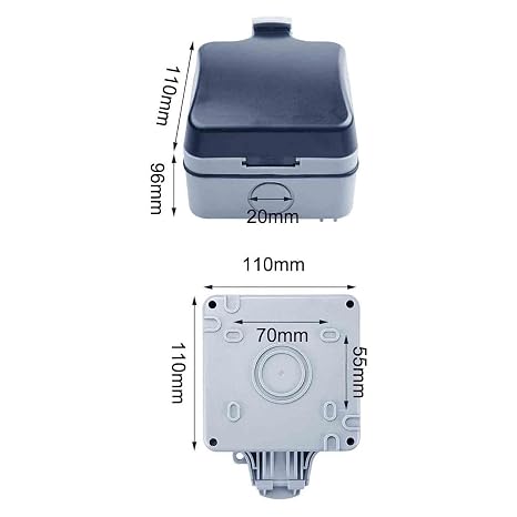 Outdoor Socket Box Waterproof Single Socket IP66 13A | Durable waterproof socket with polycarbonate cover, designed for gardens, garages and outdoor areas secure power protection.