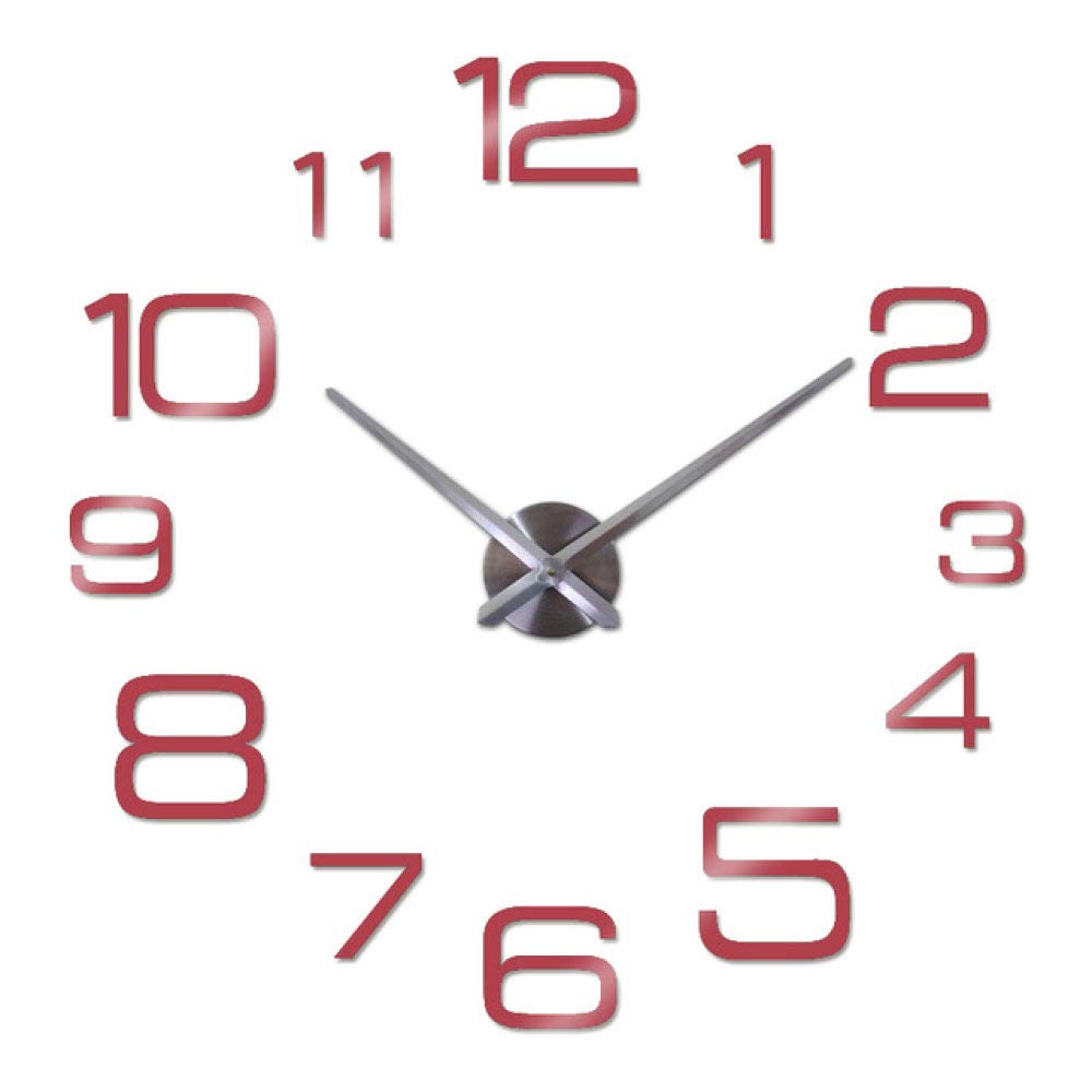 Grande horloge murale moderne 3D rouge de 47 pouces pour salon