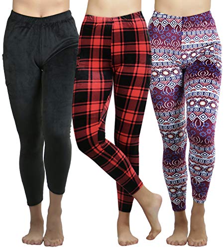 Tobeinstyle Women's Pack Of 3 Matching Mommy & Me Velour Leggings - Patterned - L/Xl #TOP2