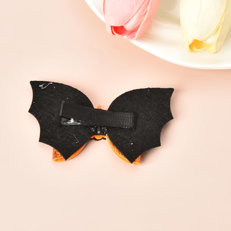 Miniatura 7 de Pinzas para el pelo de Halloween para niñas y mujeres, clip para el pelo de murciélago con purpurina negra y naranja, accesorios para el cabello de
