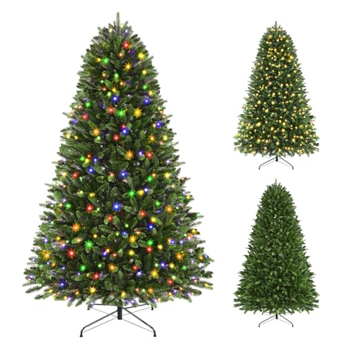 Alupssuc 180CM Sapin de Noël Lumineux, 350 LED Blancs Chauds & Multicolores, 12 Modes, 1171 Pointes de Branches, Support Métallique Pliable, Arbre de Noel Artificiel pour Décoration Intérieure