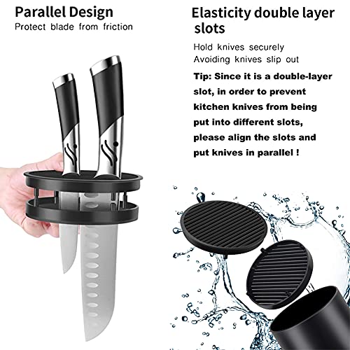 Universal Knife Holder, Round Knife Block Without Knives,Knife Block Storage Holder for Protecingt Blade Space Saver(Black) - Image 6