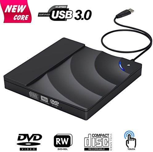 External CD Drive, BOSLISA USB 3.0 CD/DVD+/-RW Burner Player, Optical Superdrive High Speed Data Transfer for Laptop MacBook Desktop Computer Compatible for Windows10 /8/7/XP/Mac OS (Black)
