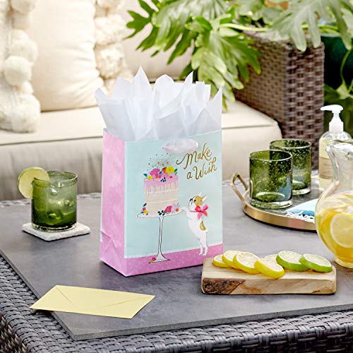 Image of Hallmark 9 inch Medium Birthday Gift Bag with Tissue Paper (Make a Wish Cake and Pug Puppy) (Pack of 2)