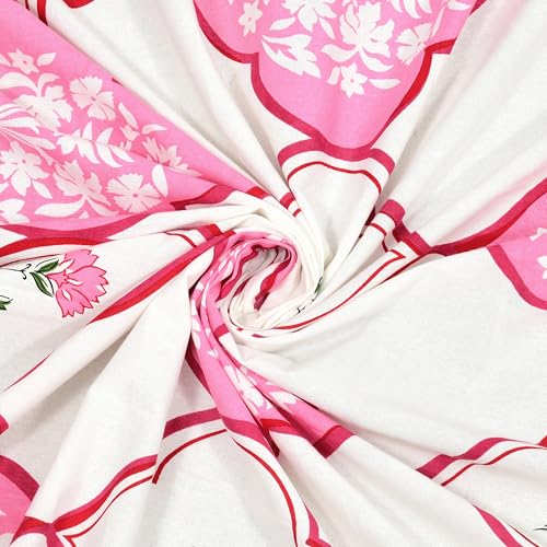 Image of BLOCKS OF INDIA Hand Block Printed 200 TC Cotton King Size Bedsheet | MUGHAL Pink