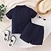 5t Button Down Shirt Boys Toddler Baby Boys Clothes Ribbed Short Sleeve Shirt Tops + Casual Shorts Pocket Summer Outfit 2PCS set Midnight Blue Without Tee 4-5T