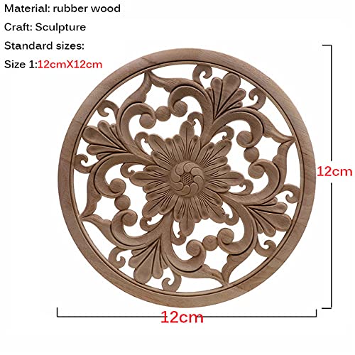 Sculpture sur bois florale Youther médaillon rond chic pour porte
