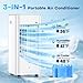 MYICY 3-IN-1 Windowless Air Conditioner w/Double Tanks, Smart Timer, 3 Ice Packs, 60W Evaporative Air Cooler, 70° Oscillation, 3-Speed 25-INCH Swamp Cooler Air Conditioner Portable for Room