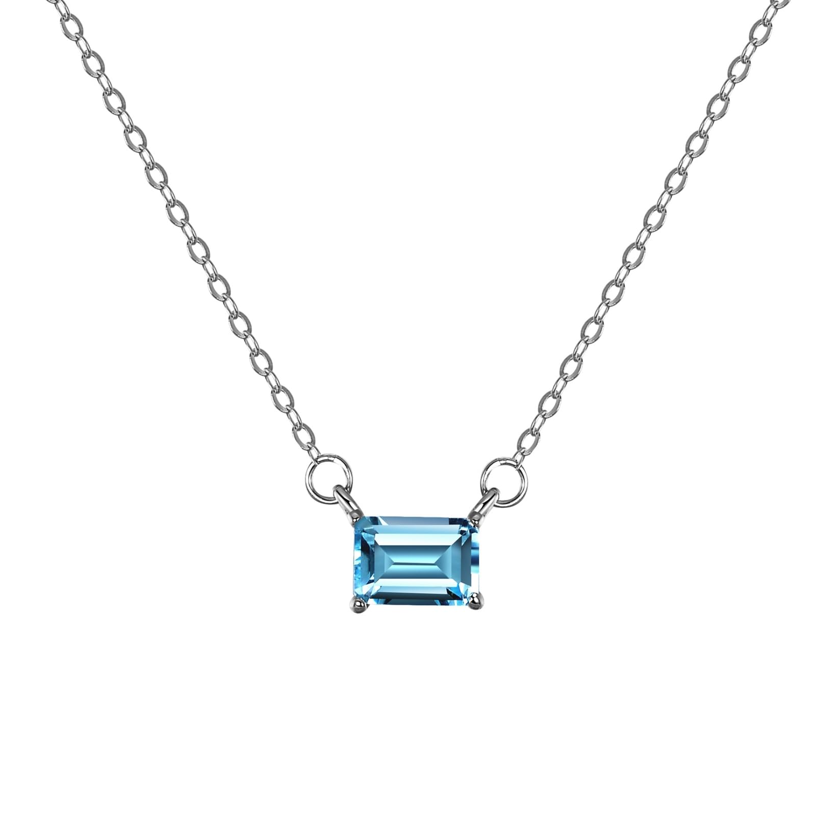 Ciondolo Collana Donna, Collana Pendente Solitario rettangolare con moissanite/topazio 7x5mm, 1 ct, 40+5cm