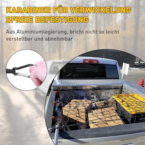 Gepäcknetz Auto, KofferraumNetz Gepäcknetz Wohnmobil Netzs, 180x120CM Dehnbar auf 365x243CM Netz für Pickup, Aufbewahrung Netz, die Ladeflächennetz für Pickups, Gepäck, Kofferraum, SUV, Ladefläche
