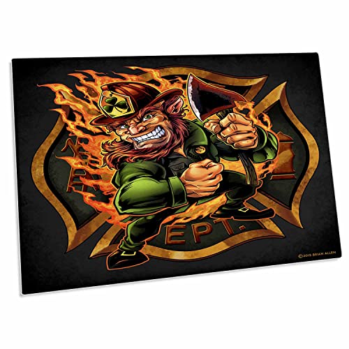 3dRose Desk Pad Leprechaun Firefighter Logo