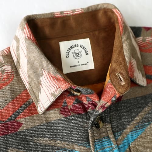 Image of Dubinik Mens Shacket Flannel Shirt for Men Lightweight Jacket Casual Plaid Coat with Warm Lining Long Sleeve Button