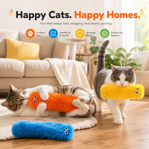 Image of Kipenzi Cat Kicker Toys Pack of 3 | Plush Cat Toys with Catnip Fillable Pocket | Soft Interactive Kicker & Chew Toys for Indoor Kittens and Adult Cats | Lightweight, Safe & Non-Toxic (Fur Kicker)