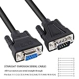 DTECH Kabel szeregowy DB9 RS232, męski na żeński, kabel do monitora komputerowego, 9-pinowy, zerowy, przedłużacz modemu, do komunikacji danych PC, 2 m, czarny