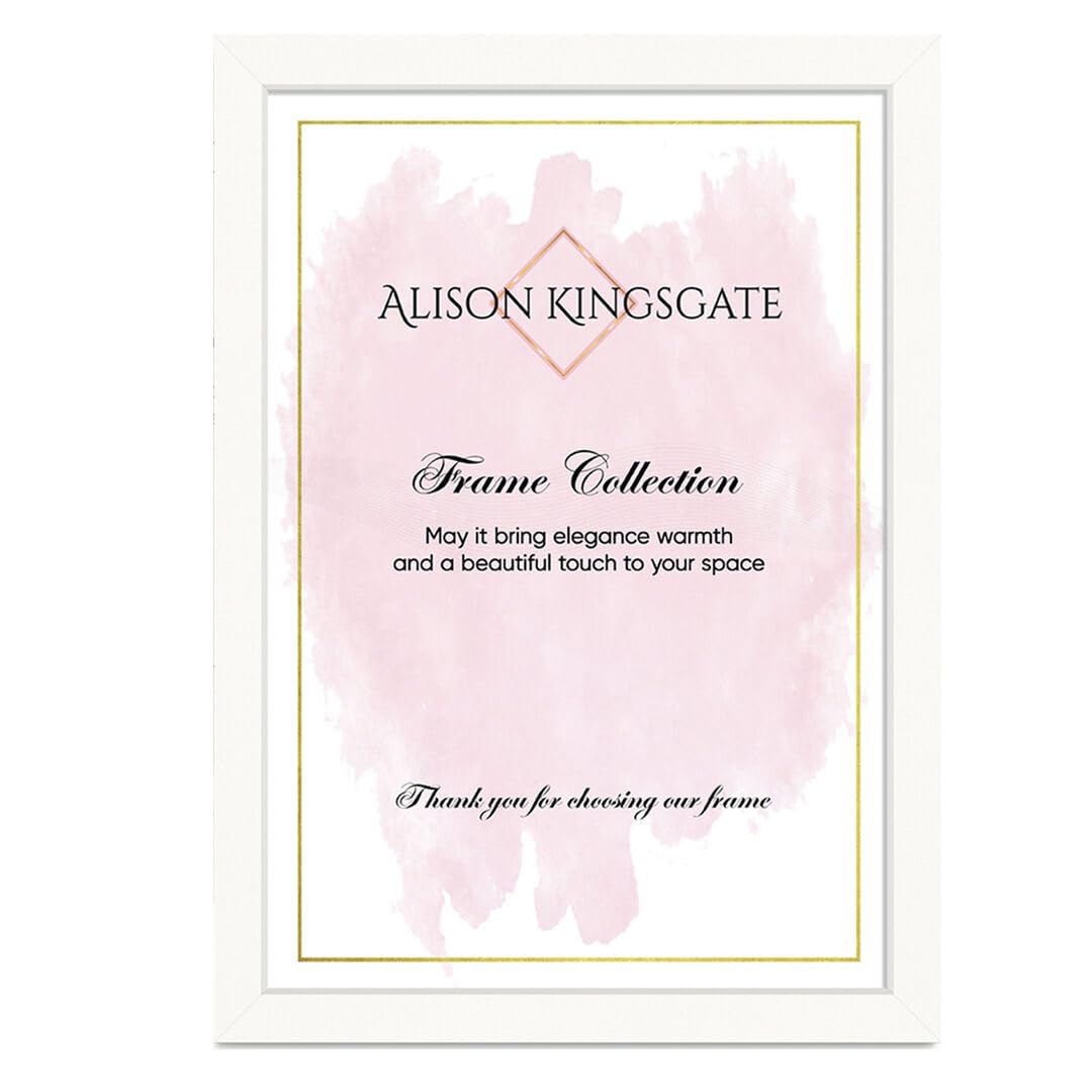Alison Kingsgate White Modern A2 Picture Frame - Engineered Wood Photo Frame With Shatterproof Perspex Front - Ideal For Posters, Certificates & Artwork
