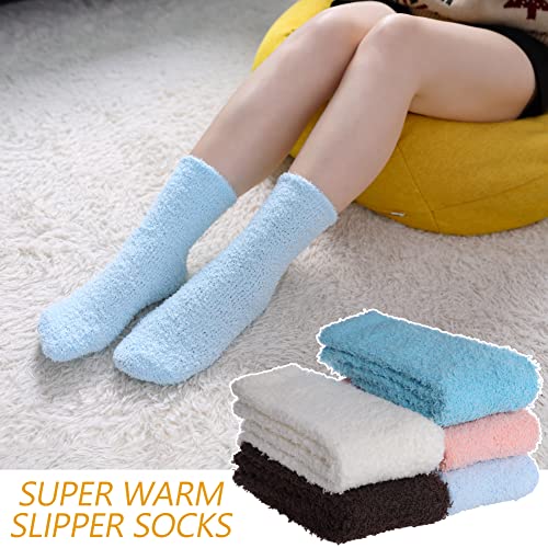 Mqelong Womens Super Soft Fuzzy Cozy Home Sleeping Socks Microfiber Winter Warm Slipper Socks (5 Pairs Colorful 03) #TOP5