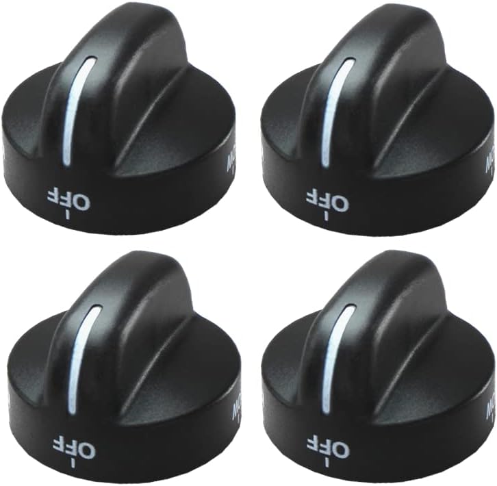 (4 Pack) WP8273103 Gas Range Control Knob Replacement Parts for Whirlpool Range Knob Compatible with Whirlpool and Sears Gas Ranges, Replaces PS393678, AP6012363, WP8273103, WP8273103VP - Black