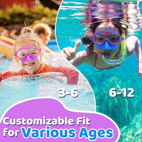 image for Vvinca Swim Goggles with Nose Cover, 2 Pack Wide View Diving Mask Anti
