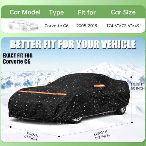 Car Cover for Corvette C6 2005-2013, Custom Fit Waterproof All Weather Full Car Cover, Windproof Outdoor Cover with Driver-Side Zipper Door by Orvexa - Used condition - Image 8