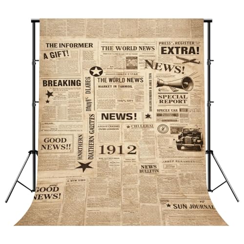 Photography Newspaper Backdrop Photography Background Vintage Newspaper Collage Sepia Typography Retro Headlines for Photoshoot Portrait Photo Studio Video Prop Birthday Party Booth Decor 10x8ft