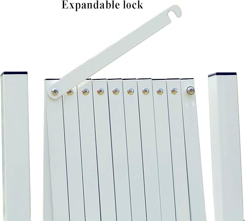 Miniatura 6 de Barrera extensible de metal, 11 pies, barrera de seguridad portátil, valla de acordeón móvil para exteriores para aberturas amplias, garaje, patio,