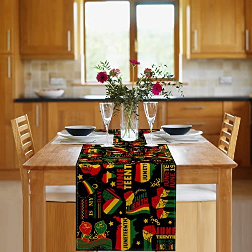 Juneteenth Table Runner 90 Inches Long Black Pride African American Festival Independence Day Freedom Black Liberation Holiday Party Kitchen Dining Table Decoration #TOP3