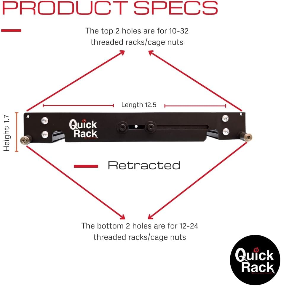 Essential for Network pros! Simplify Router, Switch, and Server Setup. Compatible with 19" Rails, Square, and Threaded Holes, ensuring a for Diverse Rack configurations
